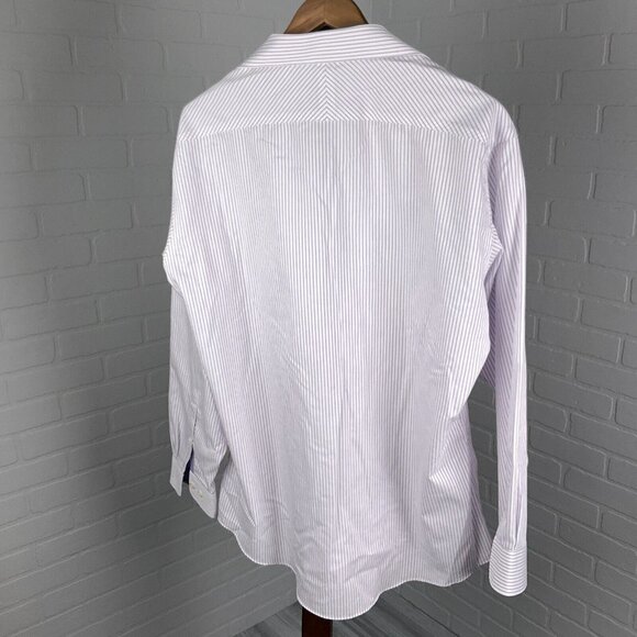 Jhane Barnes Shirt Mens XLarge Purple White Stripe Embossed‎ Slim Fit Dress - Picture 4 of 10
